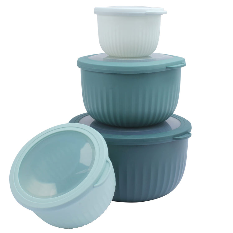 4pc Plastic Mixing Bowl Set with Lids
