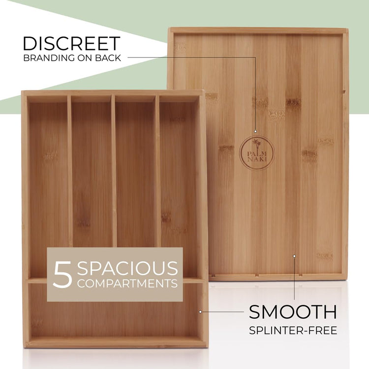 Silverware Organizer Premium Bamboo Cutlery Organizer Tray