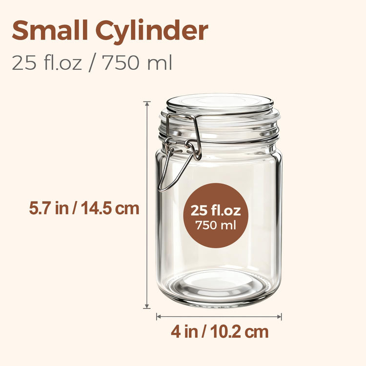 25 oz Glass Jars with Airtight Lids 6 Pack Pantry Coffee Canisters (6 Count)
