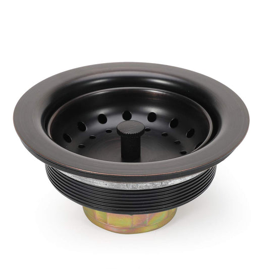 3-1/2 Inch Kitchen Sink Drain ORB Assembly with Strainer Basket/Stopper, All Stainless Steel Durable and Rustproof Oil Rubbed Bronze