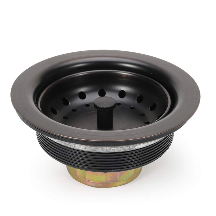 3-1/2 Inch Kitchen Sink Drain ORB Assembly with Strainer Basket/Stopper, All Stainless Steel Durable and Rustproof Oil Rubbed Bronze