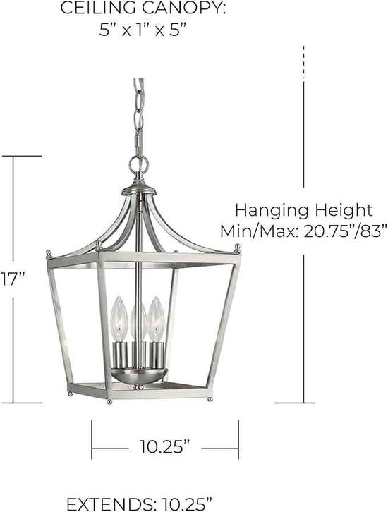 Capital Lighting 4036MB Stanton Geometric Metal Open Frame Lantern Foyer Pendant, 3-Light 180 Total Watts, 17" H x 10" W, Matte Black