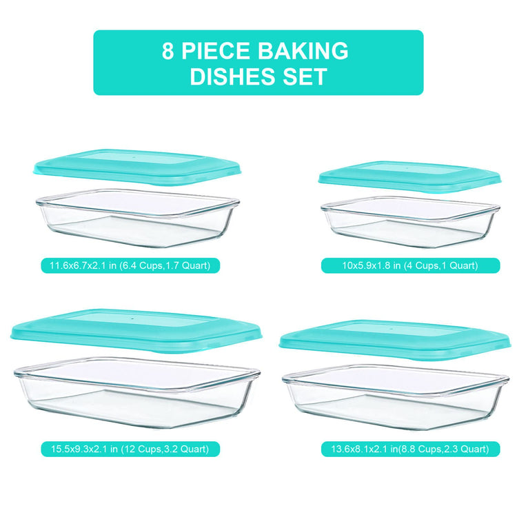 8 Pieces Glass Baking Dish with Lids (8 Count)