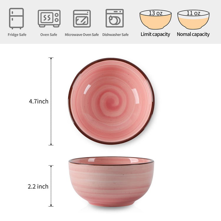 Ceramic 12 Oz Dessert Bowls Set (6 Count)