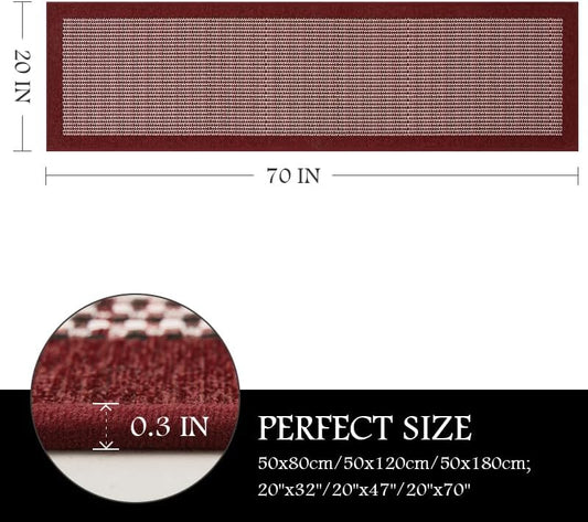 PADOOR Kitchen Mats for Floor, Non Slip Washable, Rubber Backed Christmas Runner Super Absorbent Long Xmas Floor Mat, 20'x70' Red