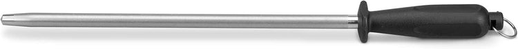10 Inch Sharpening Steel, Professional Diamond Brushed Steel Knife Sharpener, Black