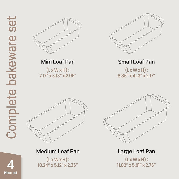 Nonstick Loaf Pan Set Pack of 4 (4 Count)