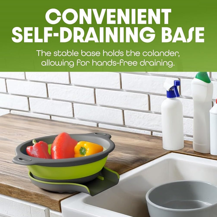 Large Collapsible Colander with Self Draining Base