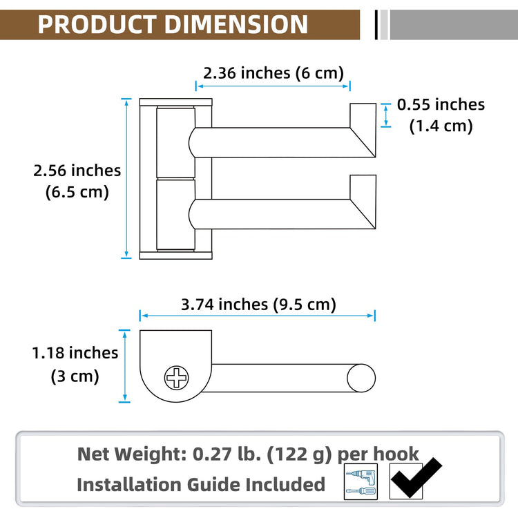 Swivel Wall Hooks with 2 Arm (2 Count)