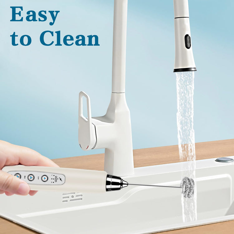 Milk Frother Wand Rechargeable Handheld Whisk Coffee 3 Speed Adjustable