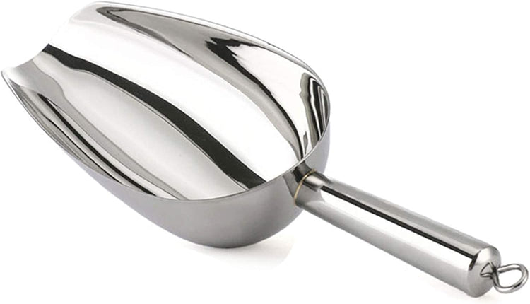 TeamFar 8oz Ice Scoop, Stainless Steel Food Scoop Metal Ice Scooper for Kitchen Bar Party Wedding, Heavy Duty & Sturdy, Easy Storage & Versatile, Mirror Finish & Smooth Edge, Dishwasher Safe