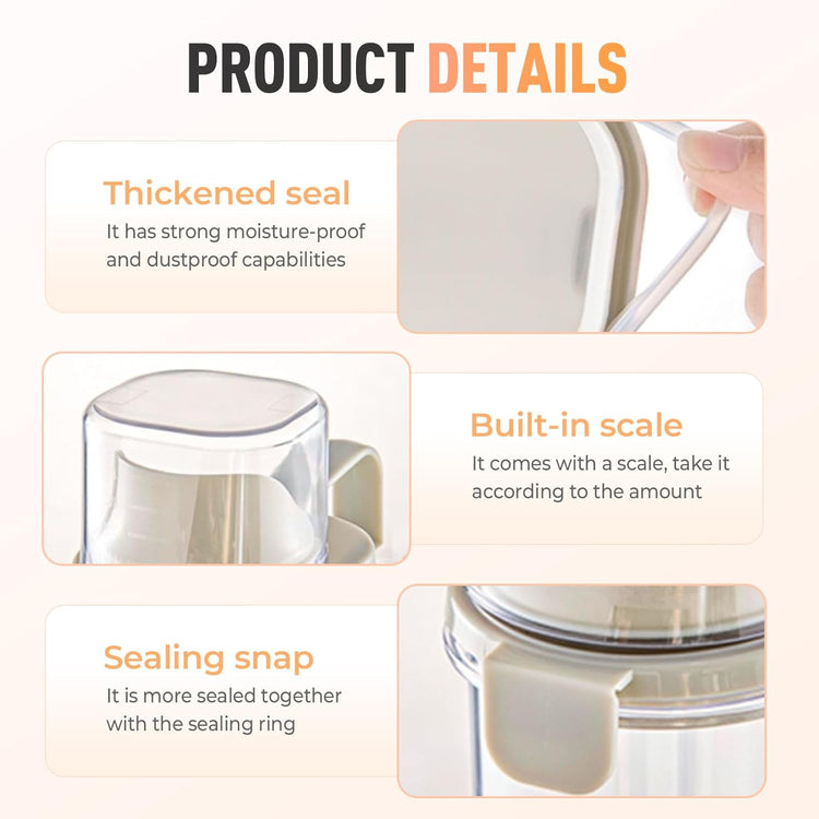 Clear Airtight Food Storage Containers, Transparent Cereal Dry Food Storage with Pouring Spout, for Flour, Sugar and Cereal (95oz Green)