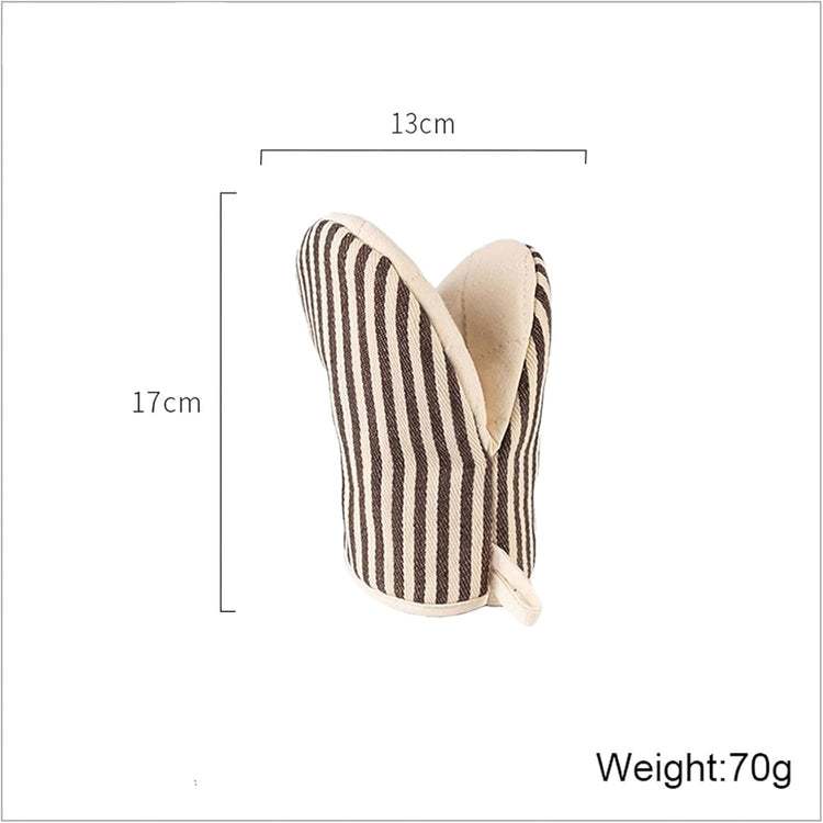 1 Pair Mini Oven Mitts,High Heat Resistant Oven Gloves,Kitchen Short Oven Mit with Hanging Loop for BBQ, Baking, Cooking and Grilling, (Khaki)