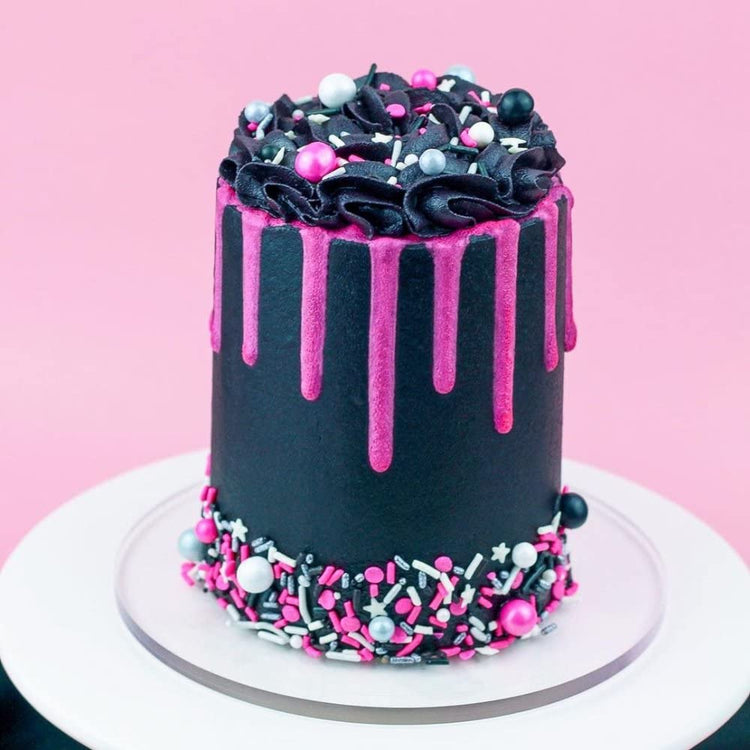 Black Pink Sprinkles for Cake Decorating (4 Ounce)