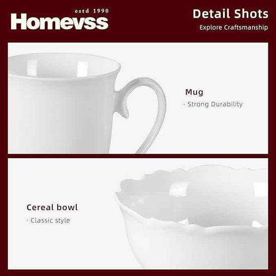 HomeVss, New Bone China Dinnerware Set, Embossed Winds, Service for 4-16pc Set