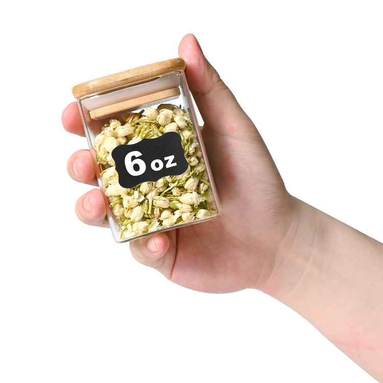 Glass Food Storage Jars Square 6oz (16 Count)