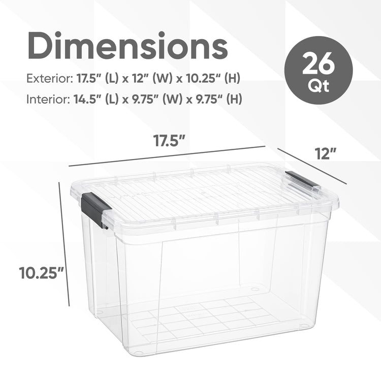 26.5 Quart Clear Plastic Storage Boxes with Lids (4 Count)