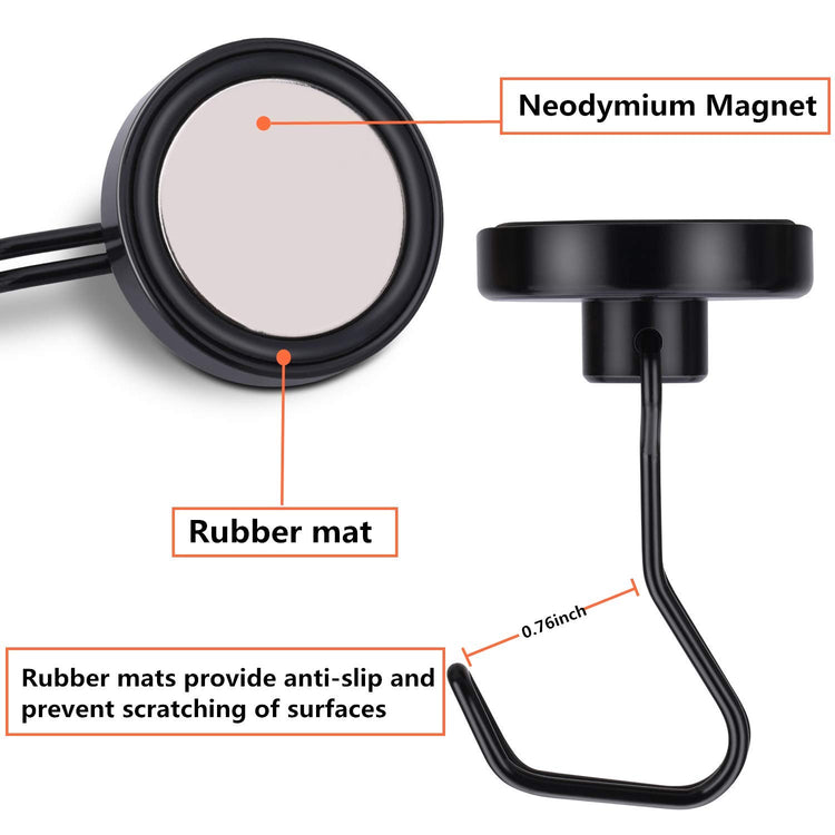 Magnetic Hooks 100LB Cruise Refrigerator Heavy Duty Neodymium Rare Earth Magnetic Hangers (4 Count)