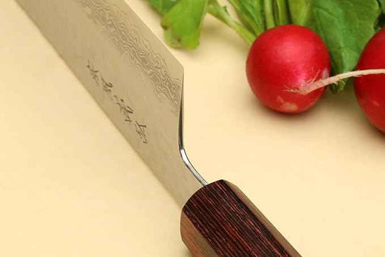 Yoshihiro VG10 46 Layers Hammered Damascus Nakiri Japanese Vegetable Knife (6.5'' (165mm) Rosewood Handle)