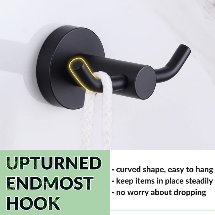 Matte Black Double Towel Hook for Bathroom