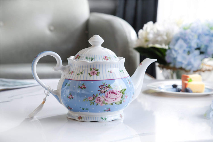 Porcelain Teapot Sugar Bowl and Cream Milk Jug Shabby Chic Vintage Floral in Gift box 40oz