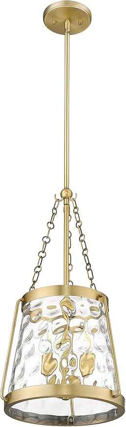 ML Lighting | Adabella Collection | 20403-VB | 3 Light Pendant in Vintage Brass Finish with Clear Hammered Glass Shade | Perfect for Kitchens, Dining Rooms, Living Rooms, Entryways, Hallways