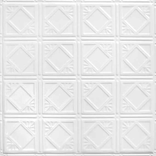 American Tin Ceilings Tin Backsplash [5-Pack with Trim Kit] in Pattern #19 and Bright White Satin Color 24" x 24" (20 Sq Ft) for Kitchens | Genuine Tin | Made in The USA | Model: kit-b-p19-wbs