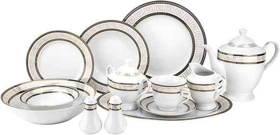 Euro Porcelain 57-pc Banquet Dinnerware Set, Luxury Tableware Dining Service for 8