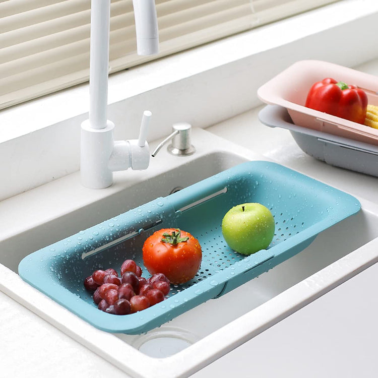 Collapsible Sink Colanders and Strainers Basket Over the Sink Colander Collapsible Colander Extendable Plastic Fruit Vegetable Strainer Drainer Basket for Kitchen