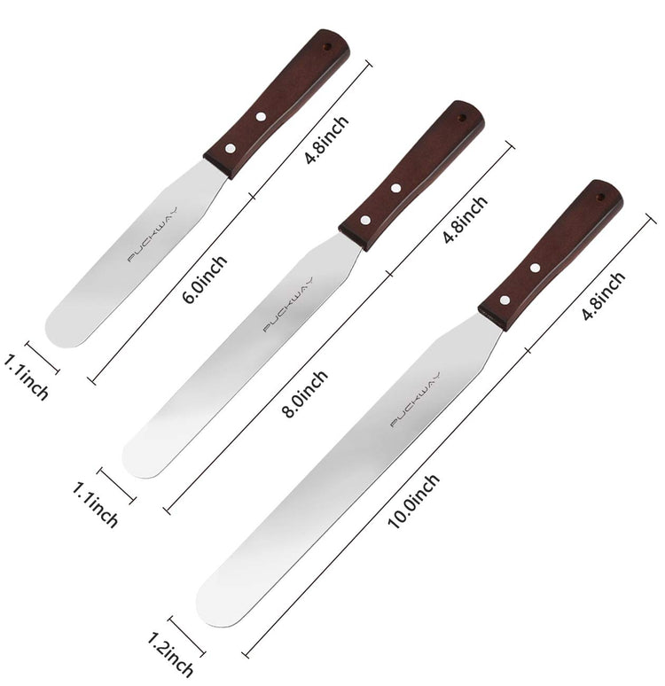 Straight Cake Icing Spatula set of 3 Professional Stainless Steel Cake Decorating Frosting Spatulas (3 Count)
