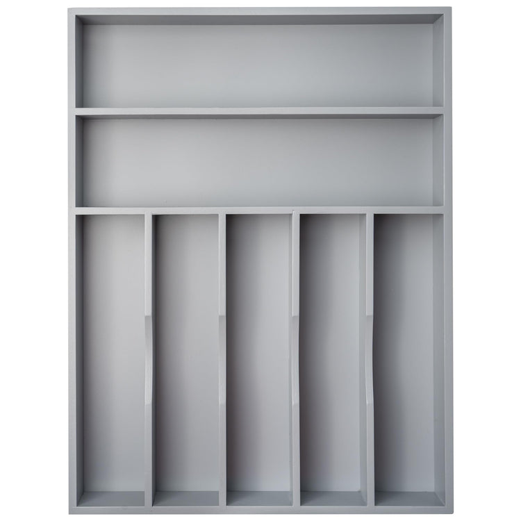 Bamboo Silverware Holder Drawer Utensil Organizer with 7 Slots Gray