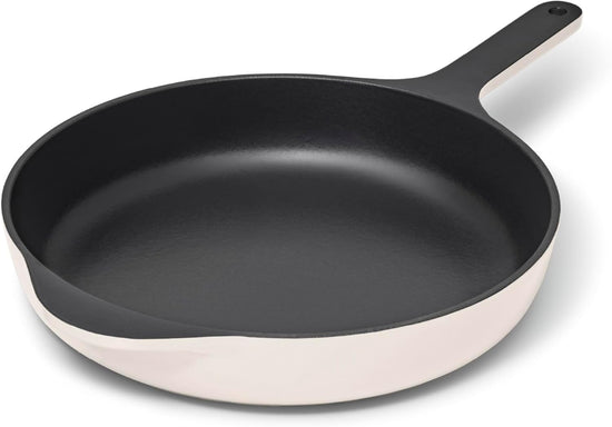 Caraway Cast Iron Skillet - 10.5” Enameled Cast Iron Pan With 3 Layer Enamel Coating - No Seasoning Required - Compatible With All Stovetops - Free From Forever Chemicals - Cream - Nestoria
