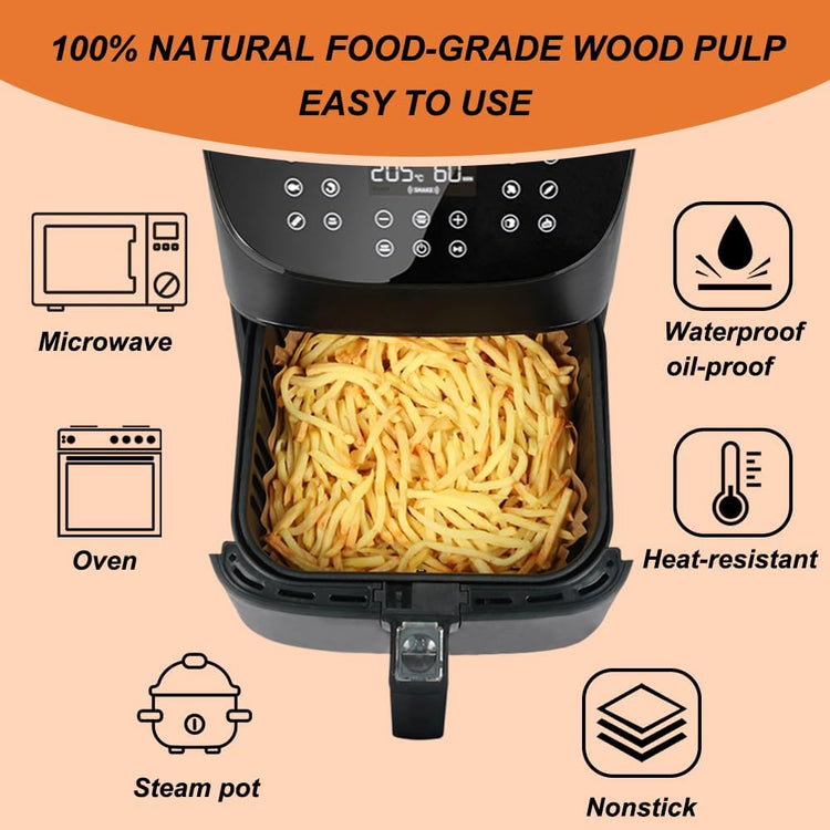 BYKITCHEN Small Air Fryer Disposable Liners for 2 to 5 QT Airfryer, 200PCS Mini Air Fryer Parchment Paper Liners, Compatible with CHEFMAN 2 QT, Cosori 2.1 QT, Dash 2.6 Qt, Instant Pot Mini Airfryer