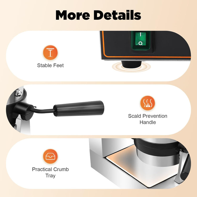 Sealed Burger Machine, 1200W Commercial Electric Burger Maker Machine, Stainless Steel Non-stick Waffle Press Machine with Time & Temperature Control for Home Kitchens Bakeries