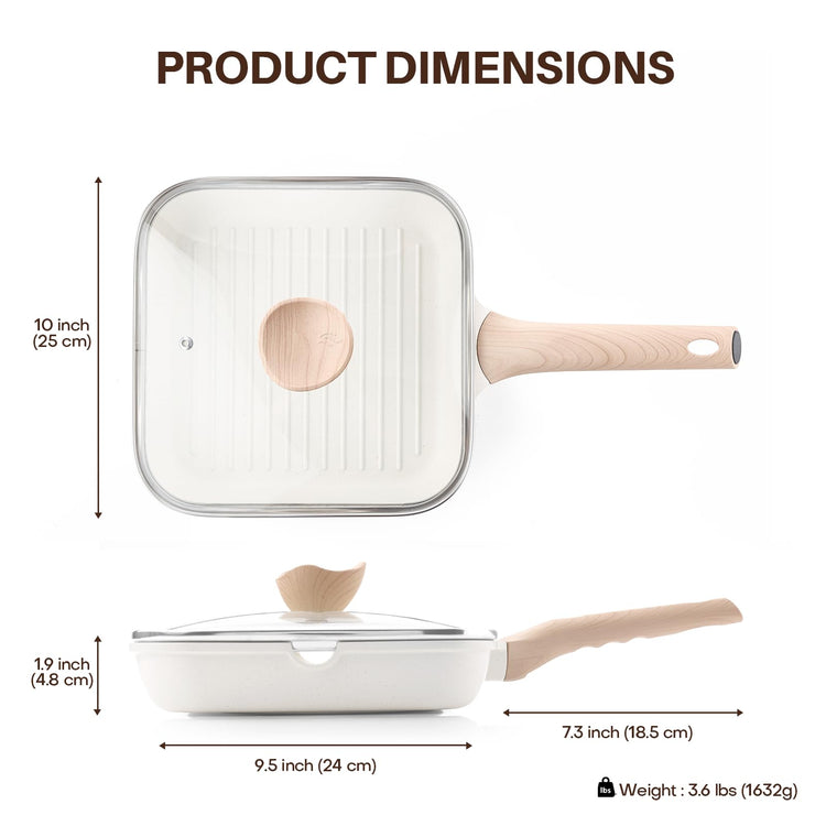 Nonstick Grilling Pan with Lid for Stove Tops