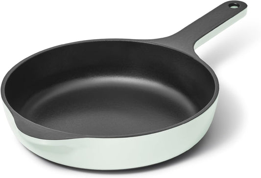 Caraway Cast Iron Skillet - 8” Enameled Cast Iron Pan With 3 Layer Enamel Coating - No Seasoning Required - Compatible With All Stovetops - Free From Forever Chemicals - Light Mist - Nestoria