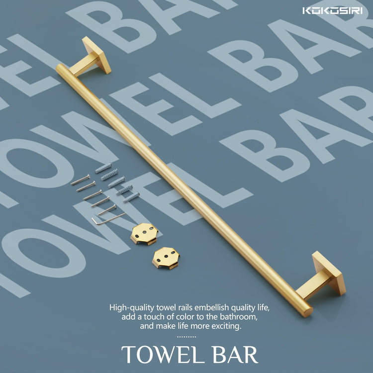 Bathroom Towel Bar Bath Towel Holders for Toilet Kitchen Cabinet Wall Mount 24 Inch Brushed Gold Stainless Steel B4005BG