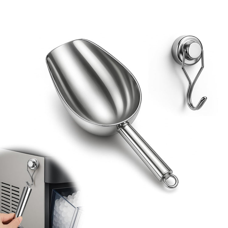 Stainless Steel Ice Scoop for Freezer with Magnetic Hook
