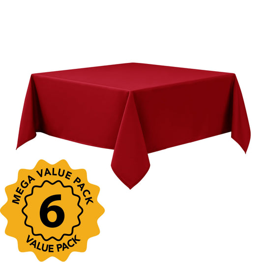 6 Pack Red Tablecloths for Square Tables