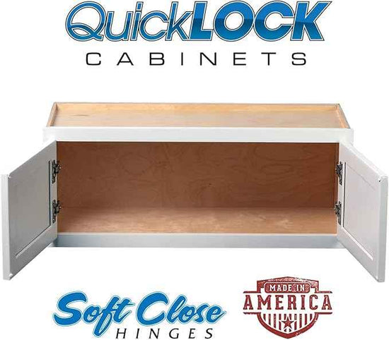 Quicklock RTA (Ready-to-Assemble) 42" Tall Wall Kitchen Cabinets - Shaker Style | 100% Hardwood | Made in America | Soft Close Hardware (Pure White, 12" D x 36" W x 24" H)