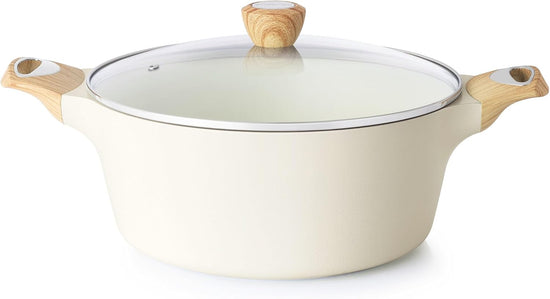 SENSARTE Ceramic Nonstick Stock Pot with Lid, 2.6/4.5/6.6 QT Soup Pot Casserole Pot, Non-toxic Healthy Pasta Pot, Large Cooking Pot Stew Pot, Induction Compatible, PFOA PFAS PTFE Free, White - Nestoria