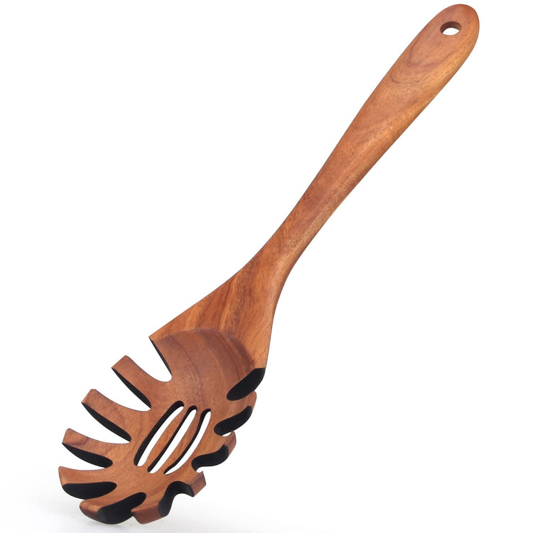 Wooden Spaghetti Spoon Server Pasta Fork Tongs Pasta Spoon Ladle with Teeth