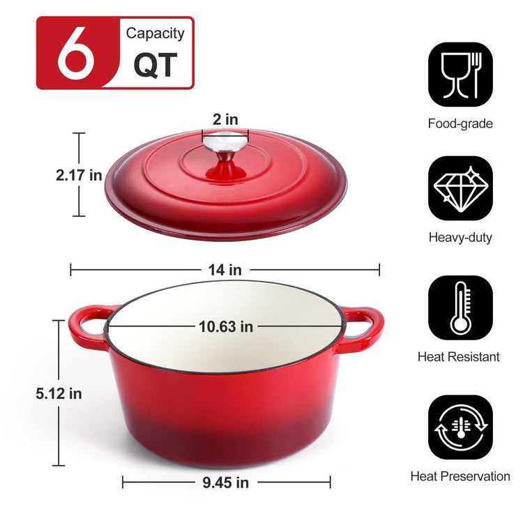 6QT Enameled Dutch Oven