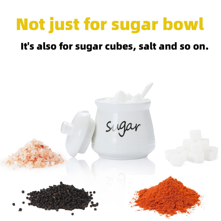 Ceramic Sugar Bowl with Lid and Spoon 12oz