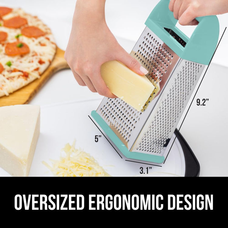 XL 4 Sided Stainless Steel Cheese Grater With Measurement Container