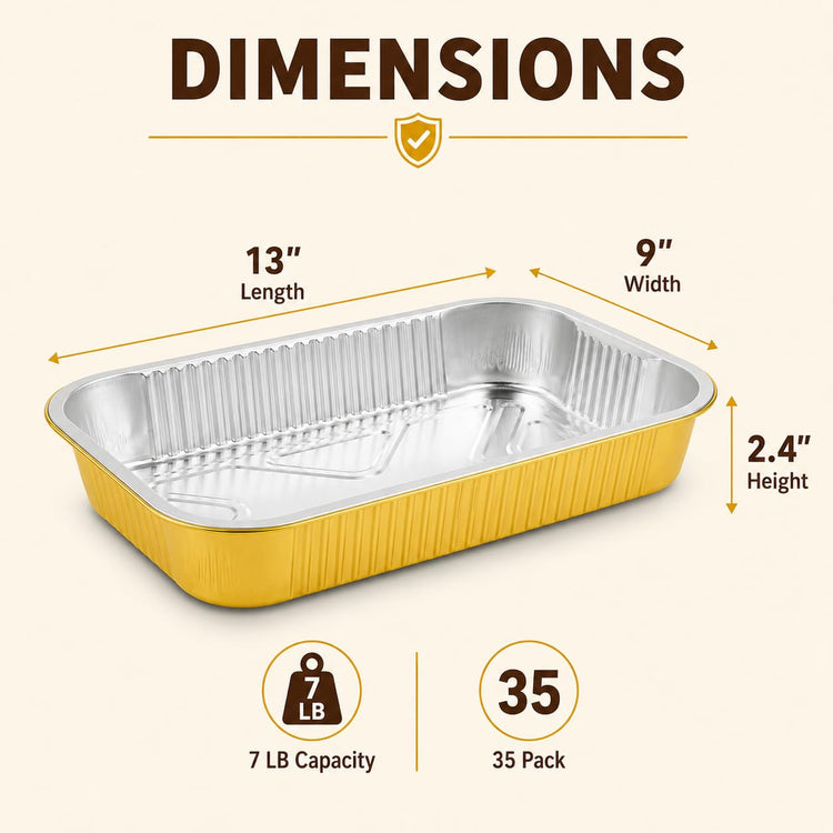 35 Pack Aluminum Pans Half Size 9x13 Extra Heavy Duty (35 Count)
