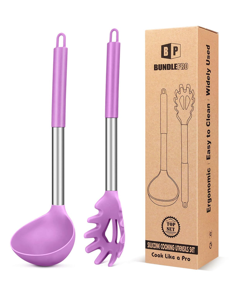Silicone Pasta Fork and Ladle Spoon Set (2 Count)