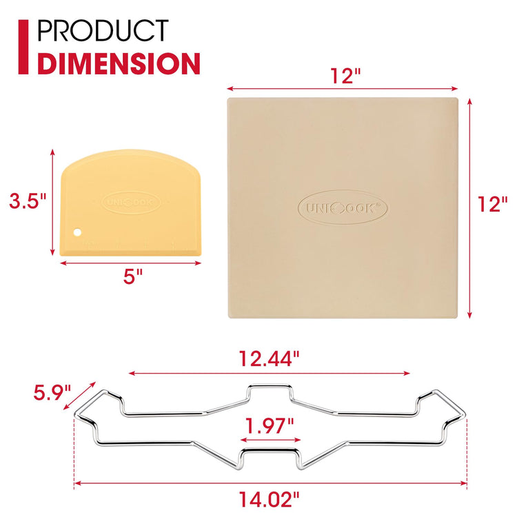 12" x 12" Square Pizza Stone for Oven and Grill