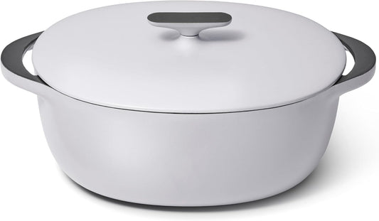 Caraway Enameled Cast Iron Dutch Oven - 8qt Dutch Oven With Lid - 3 Layer Enamel Coating - No Seasoning Required - Compatible With All Stovetops - Oven Safe - No Forever Chemicals - Gray - Nestoria