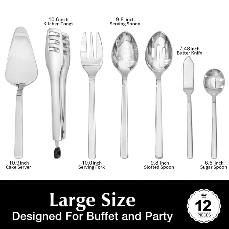 12 piece Large Hostess Serving Utensils Set (12 Count)